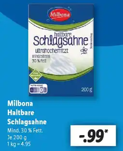 Lidl Milbona Haltbare Schlagsahne Angebot