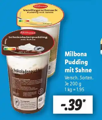 Lidl Milbona Pudding mit Sahne Angebot