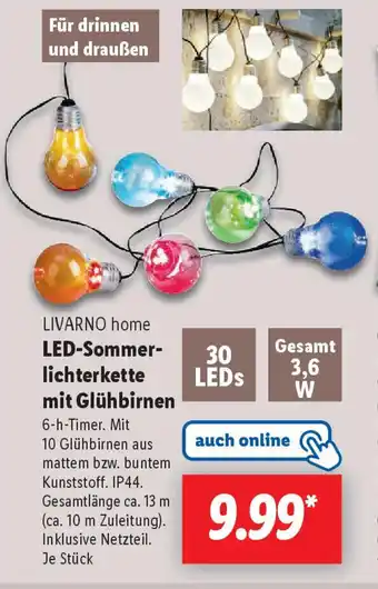 Lidl LIVARNO home LED-Sommer- Gesamt lichterkette mit Glühbirnen Angebot