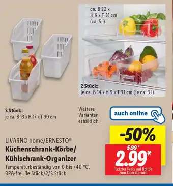 Lidl LIVARNO home/ERNESTO Küchenschrank-Körbe/ Kühlschrank-Organizer Angebot