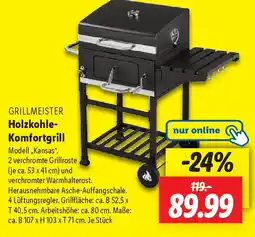 Lidl GRILLMEISTER Holzkohle- Komfortgrill Angebot