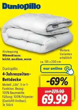 Lidl Dunlopillo 4-Jahreszeiten- Bettdecke Angebot