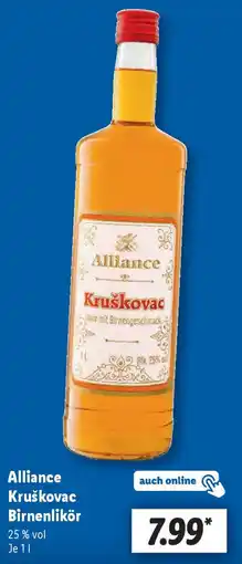 Lidl Alliance Kruškovac Birnenlikör Angebot