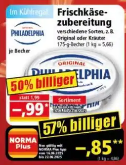 Norma Frischkäsezubereitung Angebot