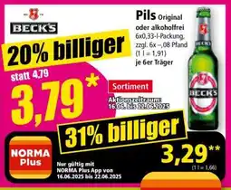 Norma Beck's Pils Original oder alkoholfrei Angebot