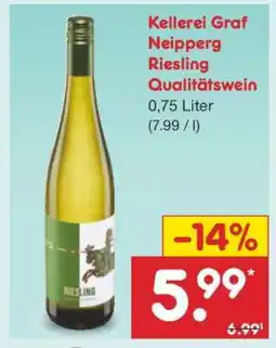 Netto Marken-Discount Kellerei Graf Neipperg Riesling Qualitätswein Angebot