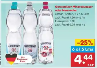 Netto Marken-Discount Gerolsteiner Mineralwasser oder Nearwater Angebot