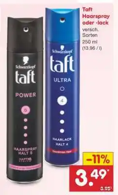Netto Marken-Discount TAFT Haarspray oder -lack Angebot