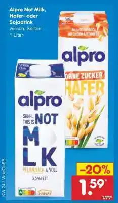 Netto Marken-Discount Alpro Not Milk, Hafer- oder Sojadrink Angebot
