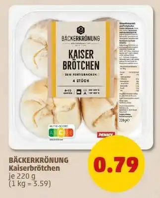 PENNY BÄCKERKRÖNUNG Kaiserbrötchen Angebot