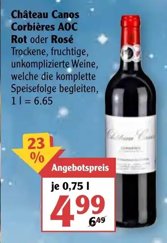 Globus Chäteau Canos Corbières AOC Rot oder Rosé 0,75l Angebot