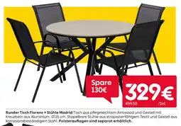 Rusta Runder tisch florens + stühle madrid Angebot