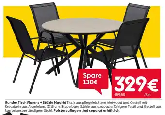 Rusta Runder tisch florens + stühle madrid Angebot