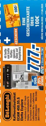 Expert Delonghi kaffeevollautomat ecam 450-55.s eletta explore Angebot