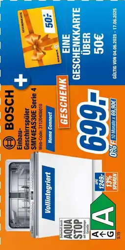 Expert Bosch einbau-geschirrspüler smv4eas30e serie 4 Angebot