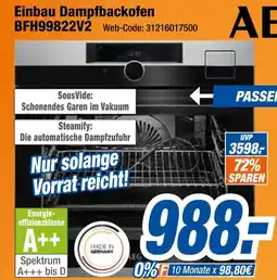 Expert Aeg einbau dampfbackofen bfh99822v2 Angebot