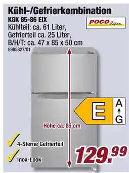 Poco Pocoline kühl-/gefrierkombination kgk 85-86 eix Angebot