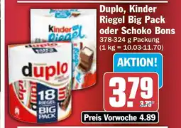 AEZ Duplo, Kinder Riegel Big Pack oder Schoko Bons Angebot
