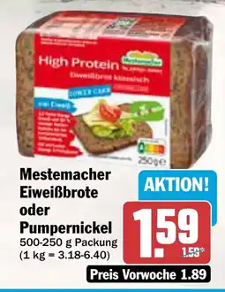 AEZ Mestemacher Eiweißbrote oder Pumpernickel Angebot