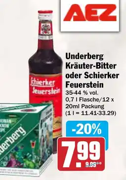 AEZ Underberg Kräuter-Bitter oder Schierker Feuerstein Angebot