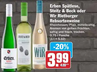 AEZ Erben Spätlese, Steitz & Beck oder Wir Rietburger Rebsortenweine Angebot