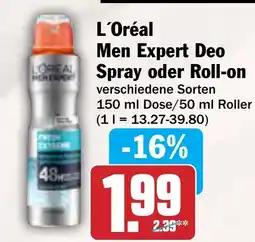 AEZ L'Oréal Men Expert Deo Spray oder Roll-on Angebot