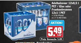 AEZ Adelholzener 12x0,5 | PET/Glas oder Frankenbrunnen 12x1 I PET Angebot