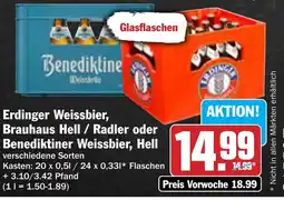 AEZ Erdinger Weissbier, Brauhaus Hell / Radler oder Benediktiner Weissbier, Hell Angebot