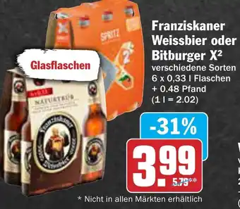 AEZ Franziskaner Weissbier oder Bitburger X² Angebot