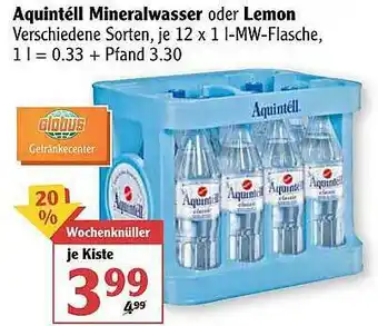 Globus Aquintéll Mineralwasser Oder Lemon Angebot