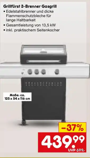 Netto Marken-Discount Grillfürst 3-Brenner Gasgrill Angebot