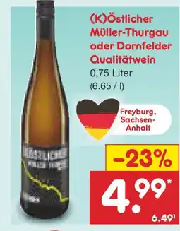 Netto Marken-Discount (K)Östlicher Müller-Thurgau oder Dornfelder Qualitätwein Angebot