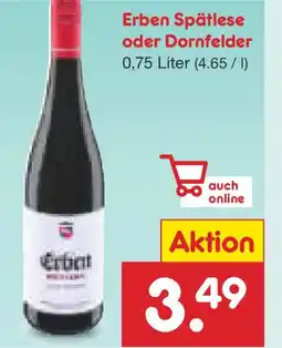 Netto Marken-Discount Erben Spätlese oder Dornfelder Angebot