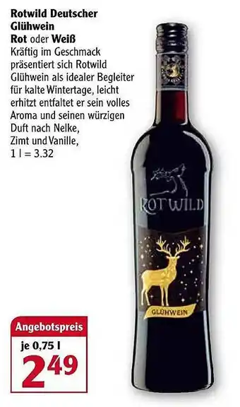 Globus Rotwild Deutscher Glühwein Rot Oder Welß Angebot