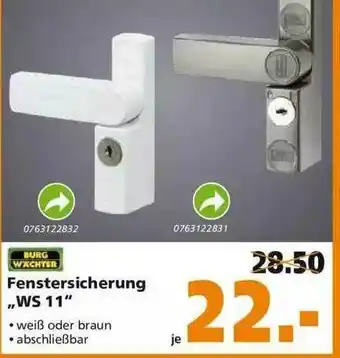 Globus Baumarkt Burg Wächter Fenstersicherung „ws 11“ Angebot