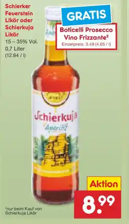 Netto Marken-Discount Schierker Feuerstein Likör oder Schierkuja Likör Angebot