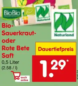 Netto Marken-Discount Bio- Sauerkraut- oder Rote Bete Saft Angebot