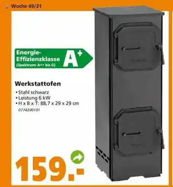 Globus Baumarkt Werkstattofen Angebot