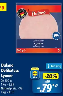 Lidl Dulano Delikatess Lyoner Angebot