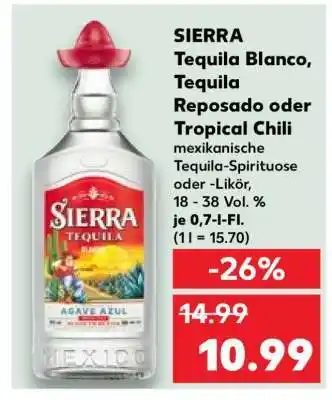 Kaufland SIERRA Tequila Blanco, Tequila Reposado oder Tropical Chili Angebot