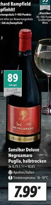 Lidl Sansibar Deluxe Negroamaro Puglia, Halbtrocken Angebot