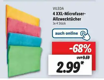 Lidl Vileda 4 XXL-microfaser- Allzwecktücher Angebot