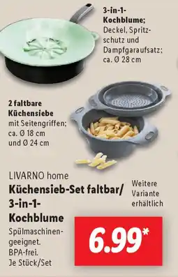 Lidl LIVARNO home Küchensieb-Set faltbar/ 3-in-1- Kochblume Angebot
