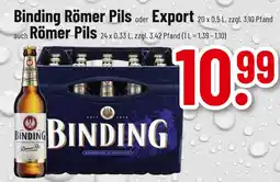 trinkgut Binding römer pils oder export Angebot