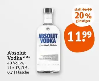 tegut Absolut vodka Angebot