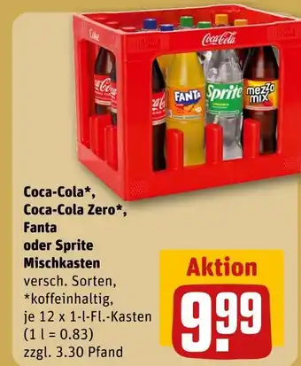 REWE Coca-cola coca-cola, coca-cola zero, fanta oder sprite mischkasten Angebot