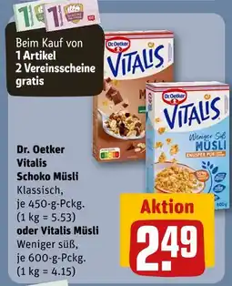 REWE Dr. oetker vitalis schoko müsli oder vitalis müsli Angebot