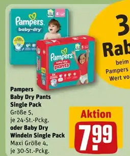 REWE Pampers baby dry pants single pack oder baby dry windeln single pack Angebot