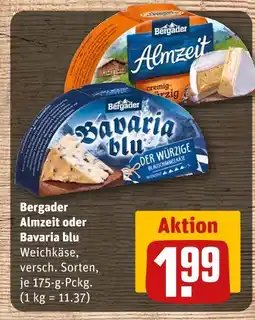 REWE Bergader almzeit oder bavaria blu Angebot