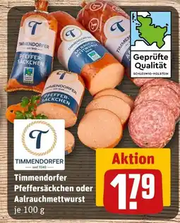 REWE Timmendorfer timmendorfer pfeffersäckchen oder aalrauchmettwurst Angebot